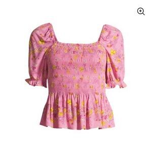 NWOT Scoop NYC Floral Smocked Peplum Top